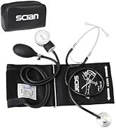 Scian Manual Blood Pressure Cuff with Stethoscope – Aneroid Sphygmomanometer with D-Ring Adult Cu...