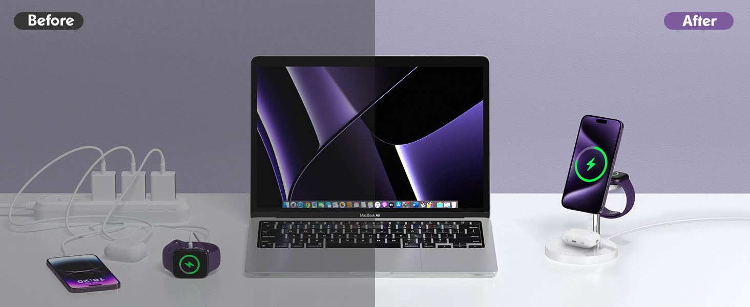 magsafe charger stand 3 in 1 charging station apple wireless multiple devices iphone watch airpods