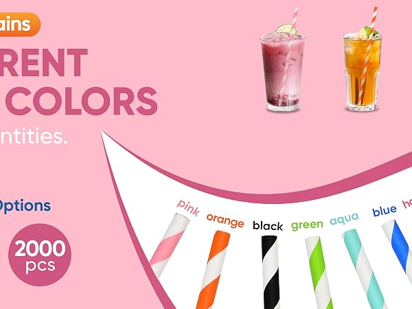 10 striped colors paper drinking straws
