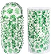 SKIDEC Standard Cupcake Liners 300 Counts Tropical Palm Leaves Paper Baking Cups Hawaiian Theme P...
