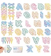 Self-Adhesive Letter Patches for Bags: NICEVINYL 78PCS Multicolor Floral Fabric Varsity Letters S...