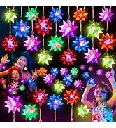 HONLYNE24 PCS Flashing Crystal Star Necklaces, Glow Necklaces Bulk Light up Party Favors, LED Glo...