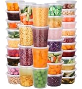 NESCCI 96 Pack (192-Piece) Deli Containers with Lids, 32/16/12/8 oz X 24 Set Each, Leak-Proof & B...