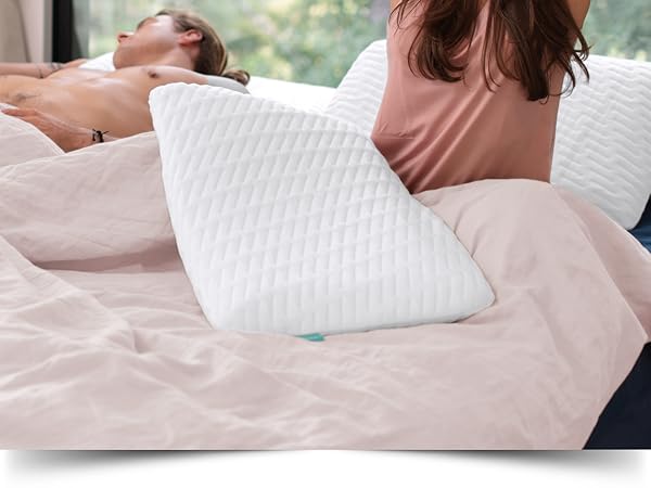 Pillow Side sleeper stomach belly thin profile memory foam cooling ergonomic hypoallergenic pain