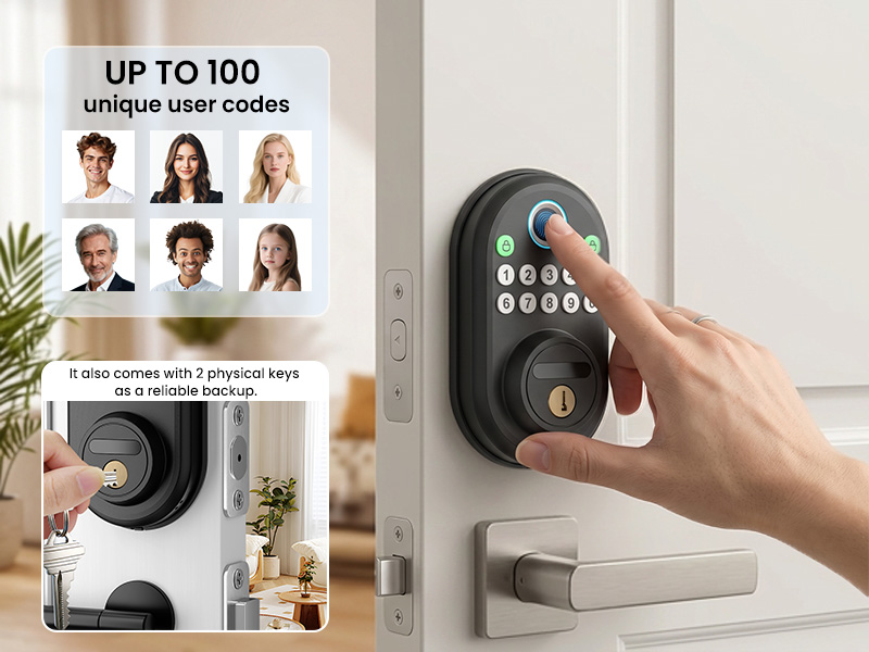 Fingerprint Door Lock with Keypad Keyless Entry Smart Deadbolt Lock for Front Door