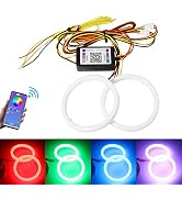 Qasim Angel Eyes Halo Rings Cotton Lights 12V 60MM 3535 24SMD RGB LED Universal for Motorcycle Ca...