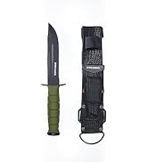 Surviveware 10.5-Inch Fixed Blade Tactical Knife with 6-inch Carbon Steel Blade and Rubber Wrappe...