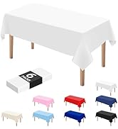 DaiUni 6PCS White Plastic Disposable Table Cloths for Parties 54" x 108", Rectangle Party Tablecl...