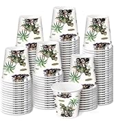 RUSPEPA Dinosaur Monster Truck 3oz Paper Cups, 100 Pack Small Disposable Party Cups, T-Rex Truck ...