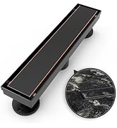 WEBANG 12 Inch Shower Linear Bronze Drain Rectangular Floor Drain with Accessories Reversible 2-i...