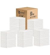 ZUPERIA White Bath Towels Bulk - 22 x 44 Inches, 100% Cotton Economy Light Weight Towels for Comm...