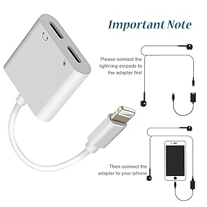 Dual 2in1 Splitter Lightning Adapter Audio Earphone AUX Charger For Apple iPhone
