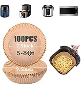 GOAUS Air Fryer 100 Pcs Round Paper Liners Disposable Large for 5 to 8 Qt Basket, 7.9 inch Unblea...