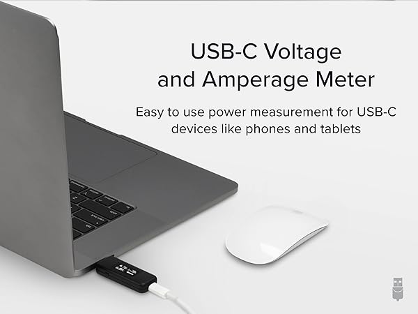 USB-C voltage and amperage meter for easy power measurement on devices like phones and tablets