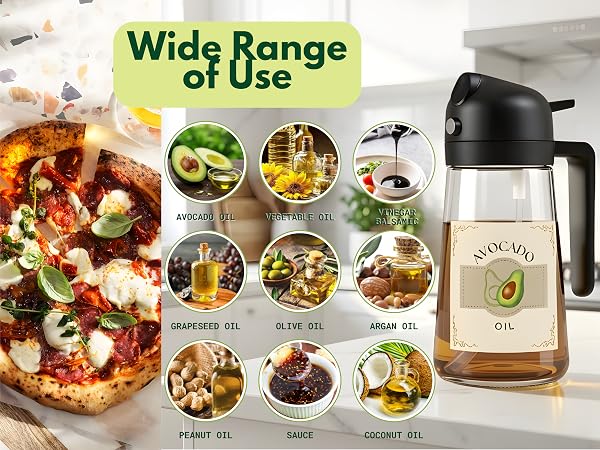 Elegant glass oil sprayer and dispenser for healthy, precise kitchen cooking.
