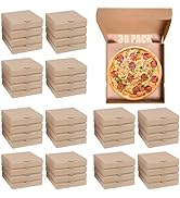 RHBLME 30 Pack Kraft Pizza Boxes Bulk, 6.3" x 6.3" x 1.6" Small Corrugated Pizza Boxes Cardboard ...