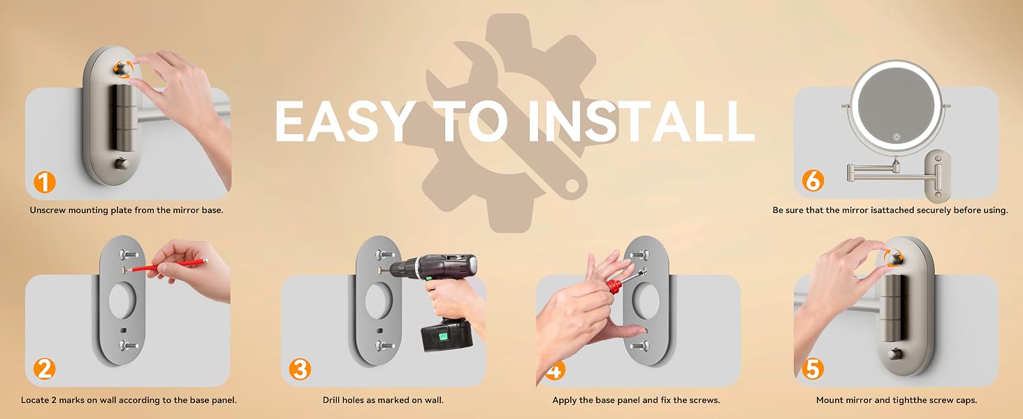 Screw mounting with built-in level for stable installation