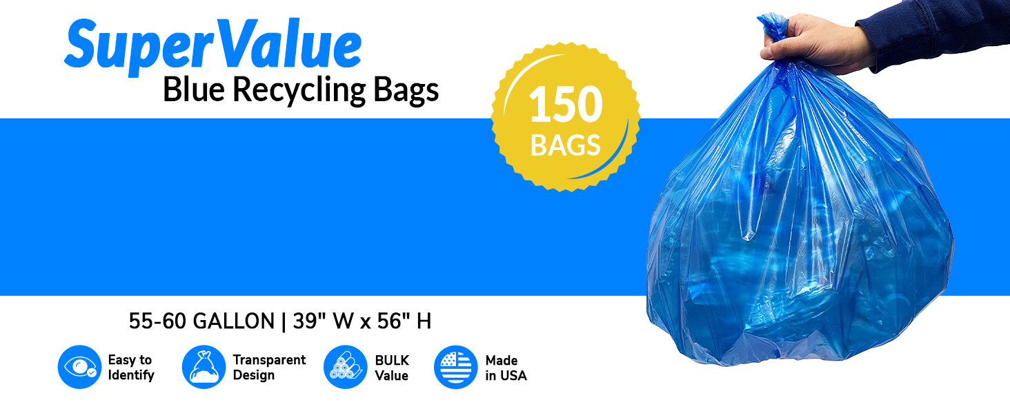 SuperValue Blue Bags 55-60 Gallon (150pk)