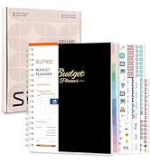 SUNEE Budget Planner - Deluxe Monthly Budget Book with 12-Pockets for Bill Organizer, Undated 12 ...