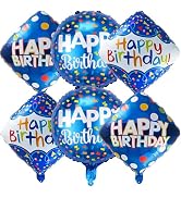 6 Pcs Happy Birthday Blue Balloons Decorations