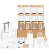 FavorFlavor 12 Pack Glass Candle Jars with Bamboo Lids