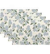 Blue Green Spring Placemats Set of 4 Hydrangea Flower Decor Place Mats 12x18 Inch Vintage Floral ...