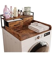 Unionly 2-Tier Washer Dryer Countertop single with shelf and fabirc drawer,laundry topper with Ed...