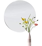 DARENYI 12 inch Glass Round Mirror, Frameless Wall Mounted Mirror Self Adhesive Circle Mirror, Ro...