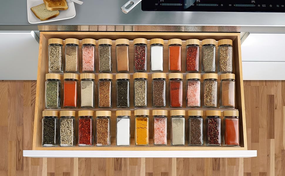 spice drawer organizer seasoning insert expandable rack tray storage jar holder stand bottle