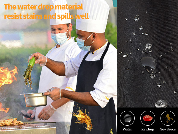 Kitchen Cooking Aprons, Adjustable Bib Soft Chef Apron with 2 Pockets for Men Women Black