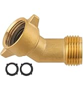 45-Degree Hose Elbow For RVs — Solid Brass Construction, Features Convenient Easy Grip Connector,...