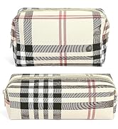 MAANGE Small Makeup Bag for Purse, 2 PCS Cosmetic Bag for Women Travel Makeup Pouch Leather Make ...