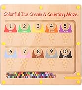 GENTEACO Magnetic Color and Number Maze Wooden Magnets Board Puzzle for Toddlers, Montessori Fine...