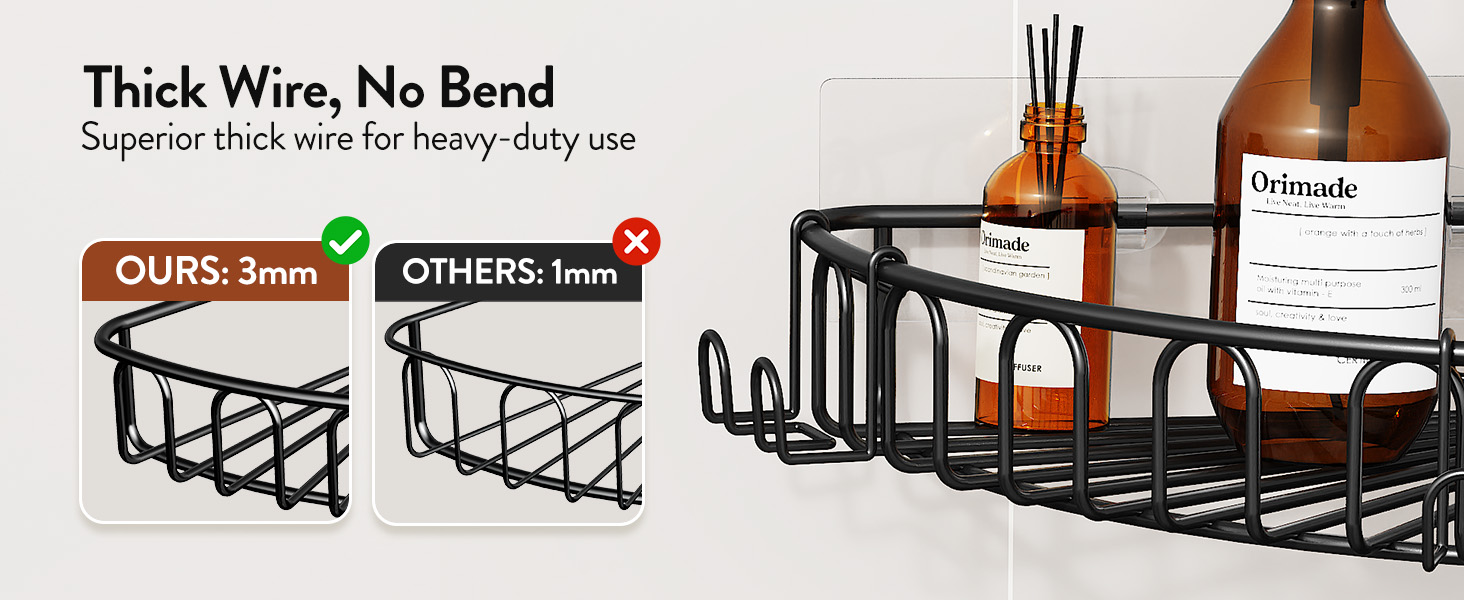 Orimade Corner Shower Caddy Stainless Steel with Hooks Wall Mounted Bathroom Shelf Storage Organizer