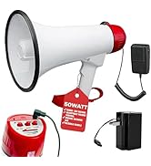 5 CORE 40W Megaphone Bullhorn Cheer Bull Horn Speaker Rechargeable Megaphono 1000 Yard Range Sire...