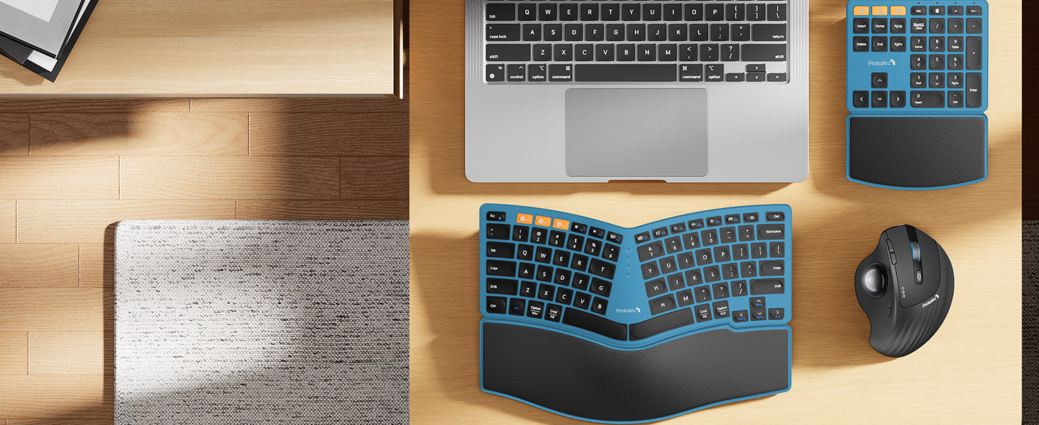 Ergonomic Keyboard with number pad - black blue A+ (18)