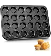 E-far Mini Muffin Pan - 24-Cup Nonstick Carbon Steel Cupcake Tin for Perfect Mini Muffins & Cupca...