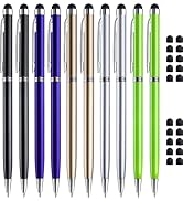 ChaoQ Stylus for Touch Screens, 10 Pcs 2 in 1 Slim Capacitive Stylus Ballpoint Pens (Black Ink) w...