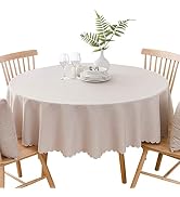 Round Waterproof Tablecloth Spill-Proof and Stain Resistant Table Cloth Wrinkle Free Washable Dec...