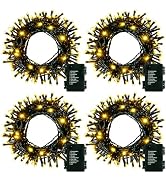 4 Pack Battery Operated Outdoor String Lights Timer Christmas Wreath Lights | 16.5Ft 50 LED Batte...
