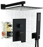 Fransiton 12 Inches Matte Black Shower System Rain Shower System Set Wall Mounted, Rainfall Showe...