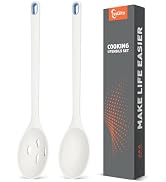 Silicone Spoons for Cooking of 2 Pack - Large Solid & Slotted Kitchen Spoons for Serving, Stirrin...