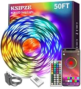 KSIPZE Led Lights for Bedroom 50ft Led Strip Lights with Remote App Control | RGB Color Changing ...
