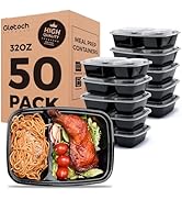 50 Pack (100-Piece) 32 oz Sturdy Leakproof 2-Compartment Meal Prep Containers with Lids, Plastic ...