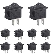 VEXUNGA 10pcs Mini Rocker Switch On Off 2 Pin 2 Position 10 x 15mm Boat Rocker Switch 3A 250V 6A1...