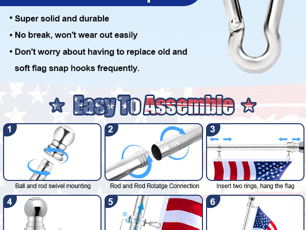 upgraded 304 stainless steel flag carabiners clips