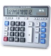 M&G Desktop Calculator 12 Digits Extra Large LCD Display, Dual Solar Power and Battery, Mechanica...
