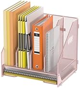 Docnest Desk File Holder Sorter, 4 Vertical Compartments Rack with Letter Tray, Mesh Magazine Fil...