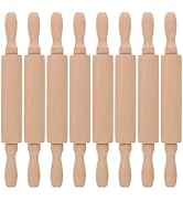 Toyvian Kids Wooden Rolling Pins Set 8 Mini Dough Rollers 7.87 Inch Nonstick Solid Wood Pastry To...