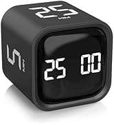 Rotating Pomodoro Timer 5, 25, 10 50 Minutes Preset, Desk Productivity Timer w/Gravity Sensor, Cu...